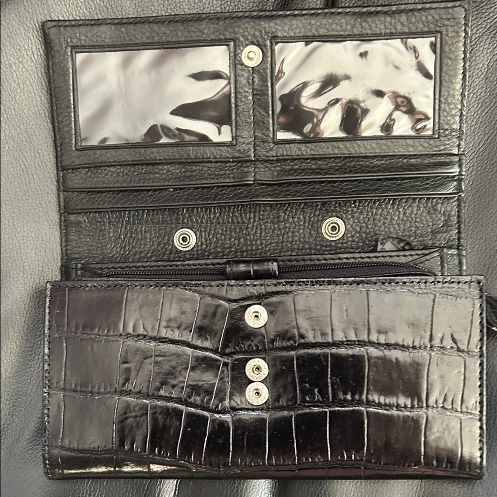 Brighton Leather Black Crocodile-Patterned Clutch in EUC - Picture 2 of 11